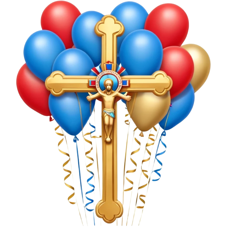 Birthday decorations with orthodox cross emoji