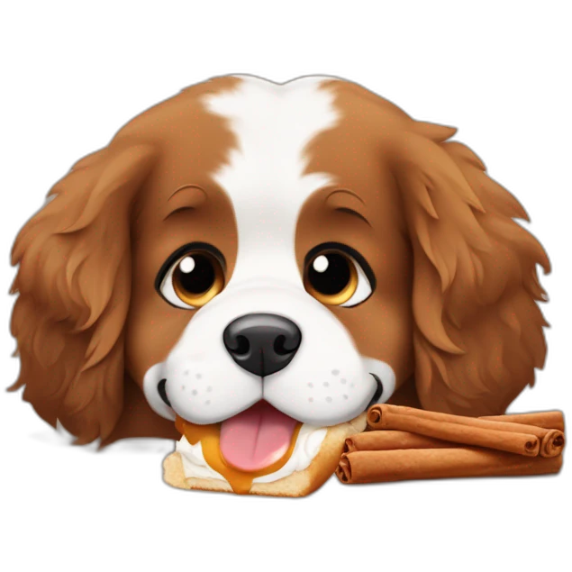 puppy bernese mountain dog eating cinnamon roll emoji