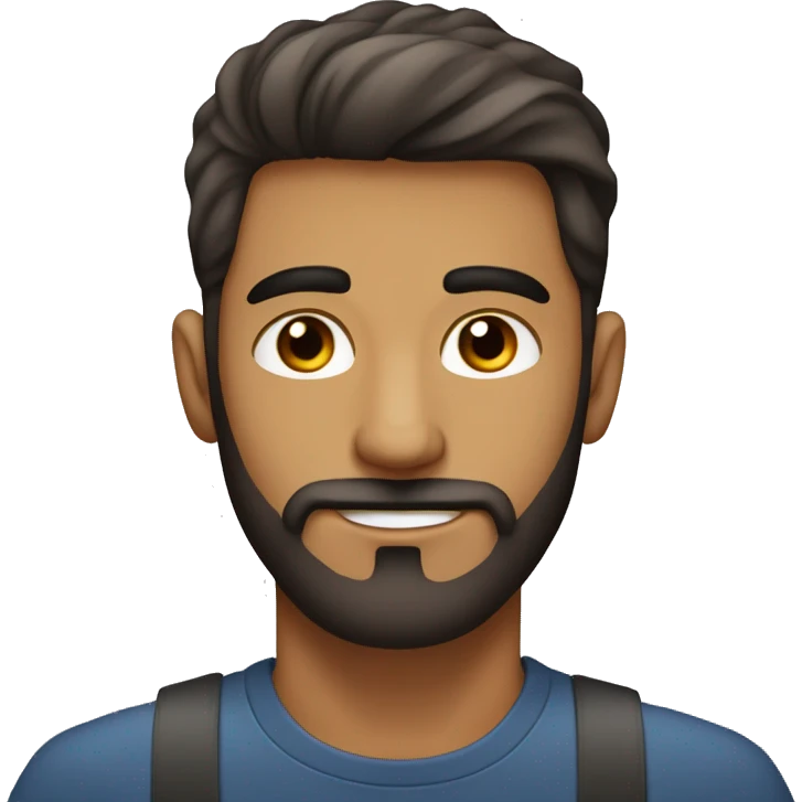 hombre joven con barba ojos cafe pelo lacio emoji