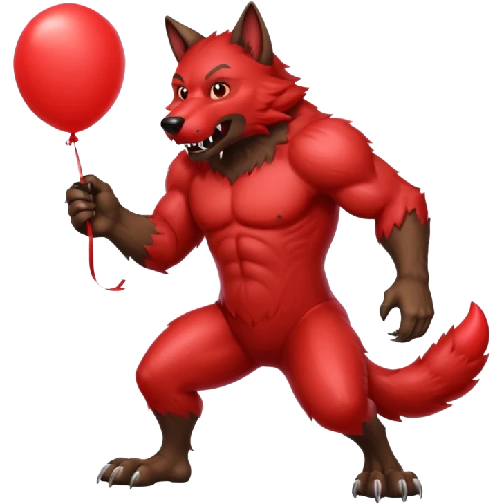A werewolf with a giant red balloon emoji