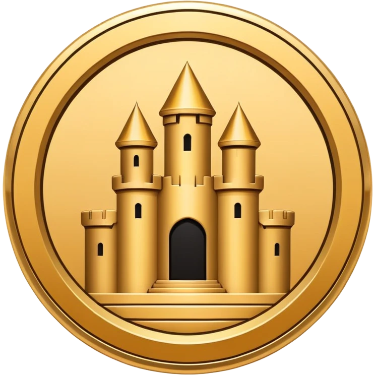 flat minimalist icon of a circle with ridges like a coin or castle with a rook in it emoji