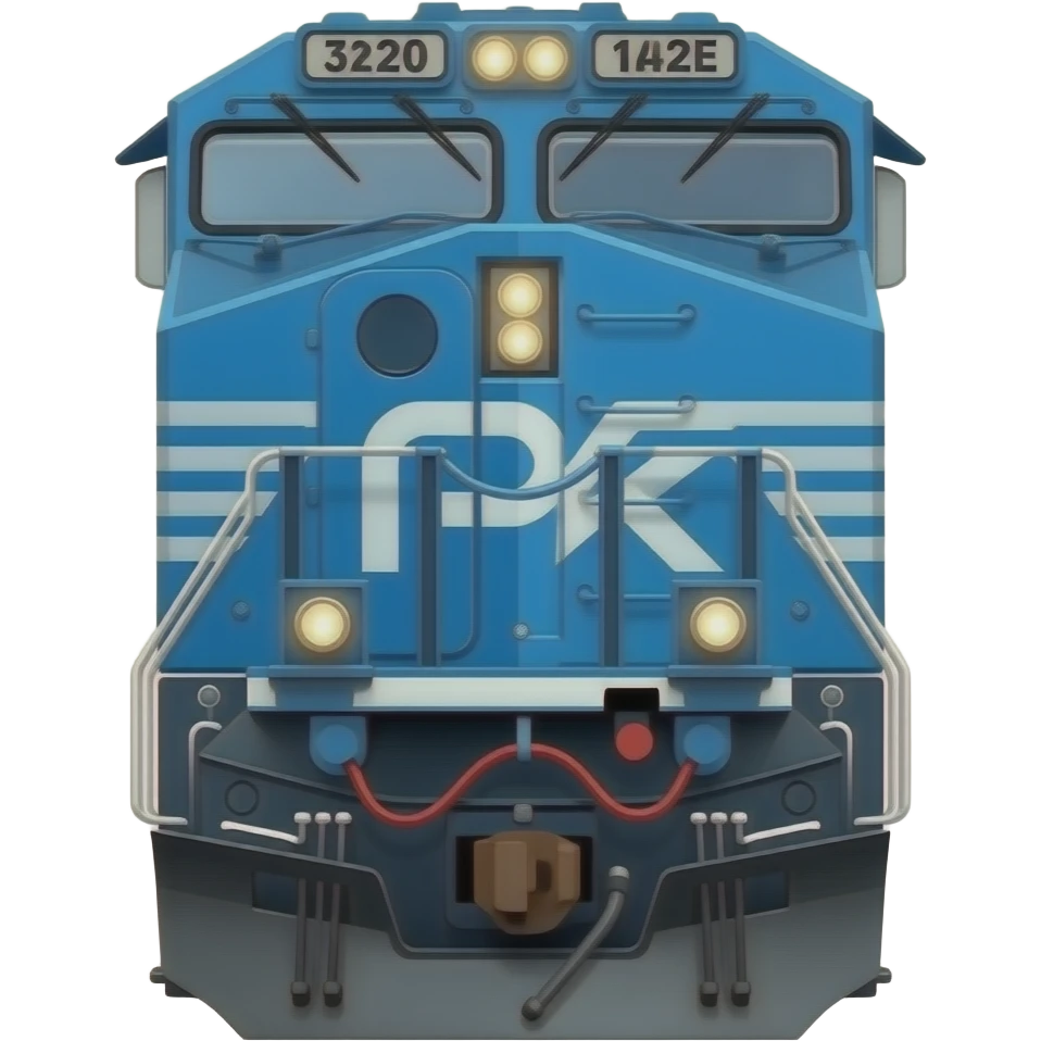 American made, blue diesel locomotive at the front emoji