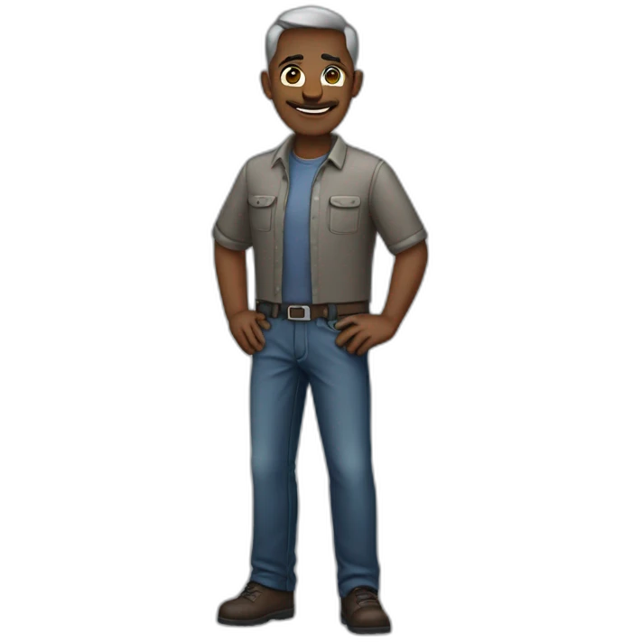 handsome and slim 50 year old dark-skinned engineer emoji
