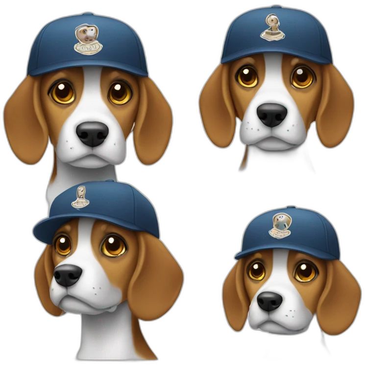 Beagle with the cap with write Paris emoji