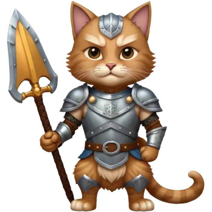 valorous Viking cat in Valhalla, detailed armor, heroic pose, glowing sky emoji