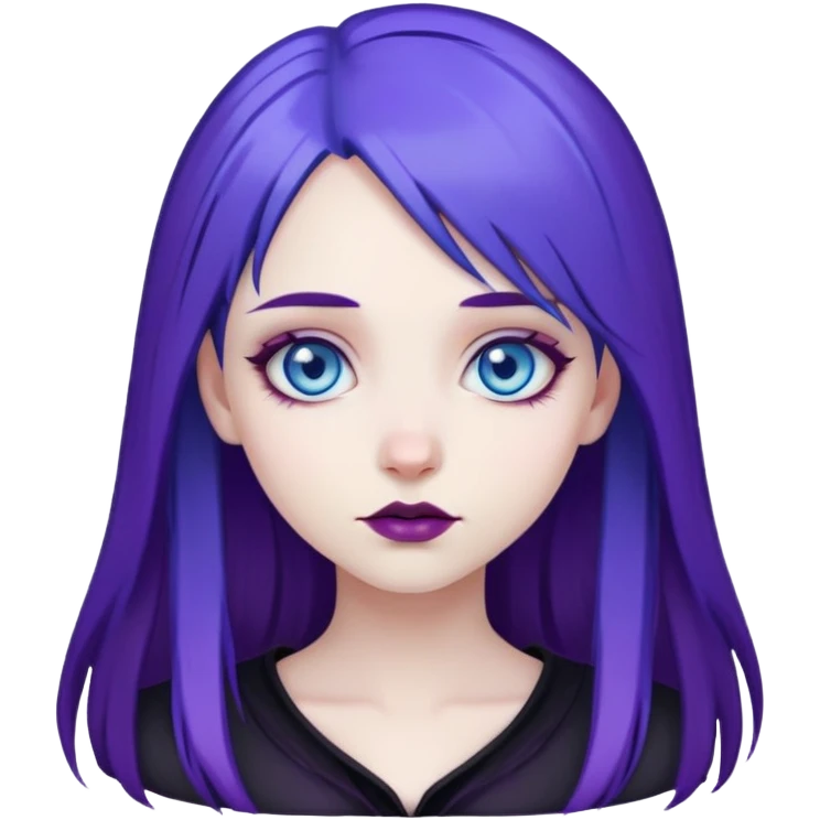 gothic girl blue eyes and purple hair emoji