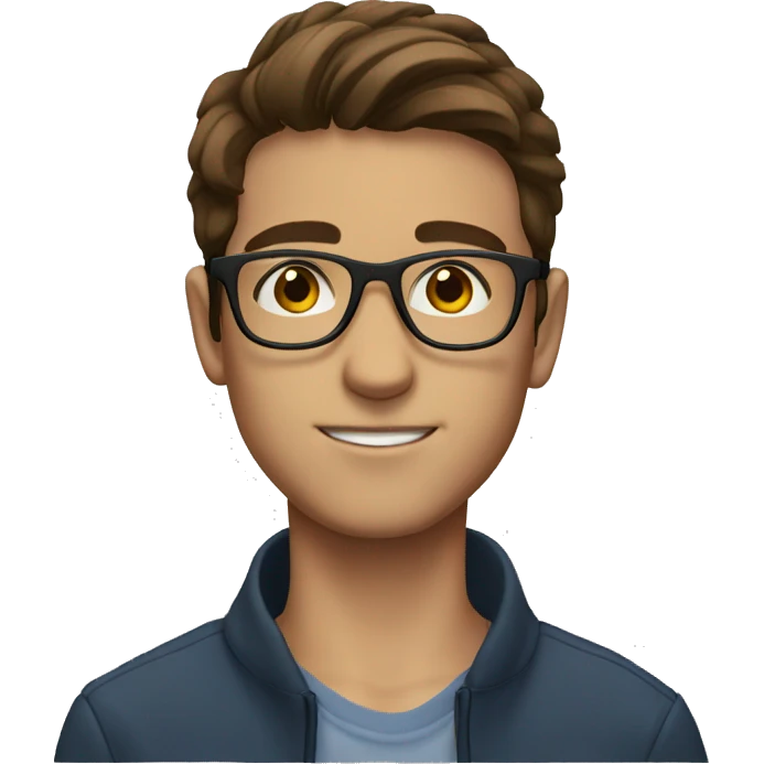 brown hair boy brown eyes clear glasses  emoji
