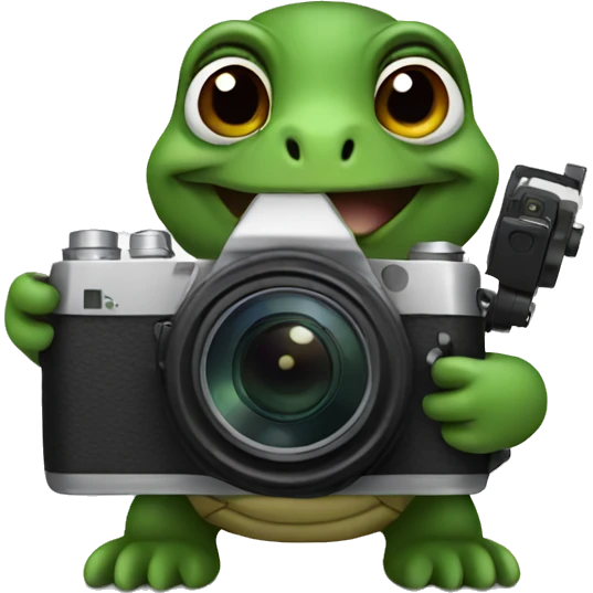 Turtle holding a camera  emoji