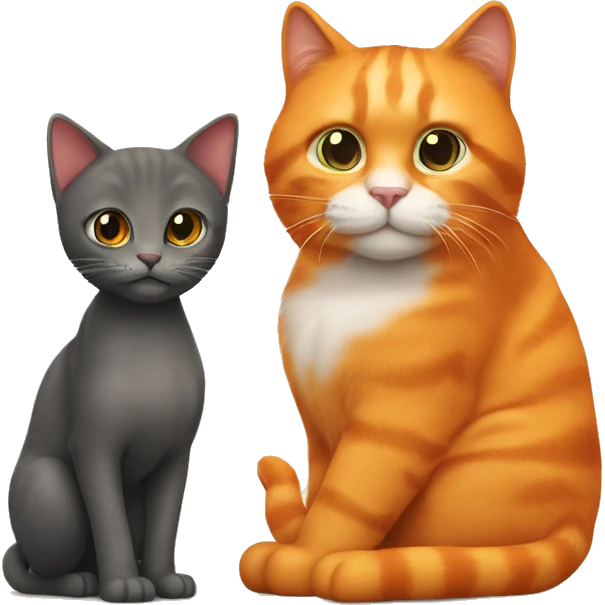 Big orange cat AND small tricolour kitty emoji