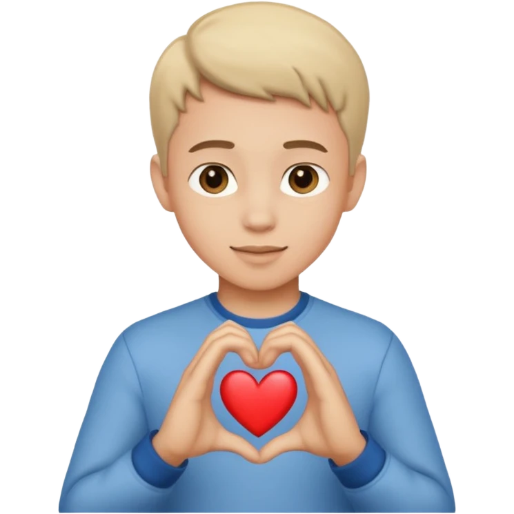 Un garçon beau qui fait un cœur emoji