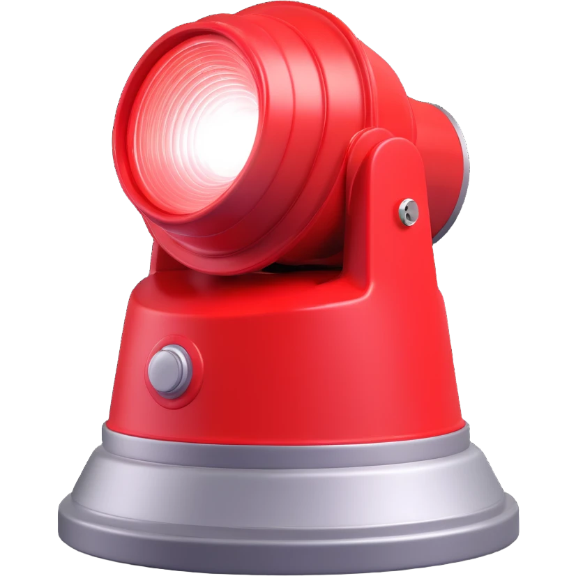 3D render of a red emergency siren light with a bright glow on top of a silver base, in Pixar-style, soft shadows, isolated on white background, professional but playful look

 emoji