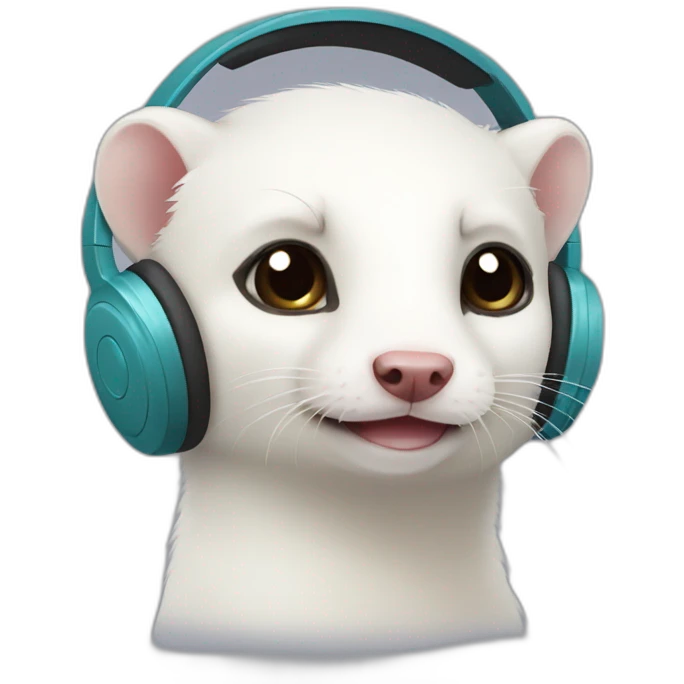 white ferret with headphones and a small mole under the eye emoji