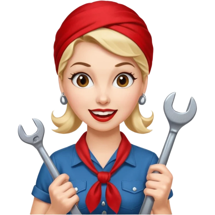 A 50ies housewife who is excited about working and is a powerwoman because she husstles a lot. A bit like the woman from Real Vintage Doll House. And the woman from We Can Do It!. Rockabilly vibe. Cartoonish perhaps? Help me :D emoji