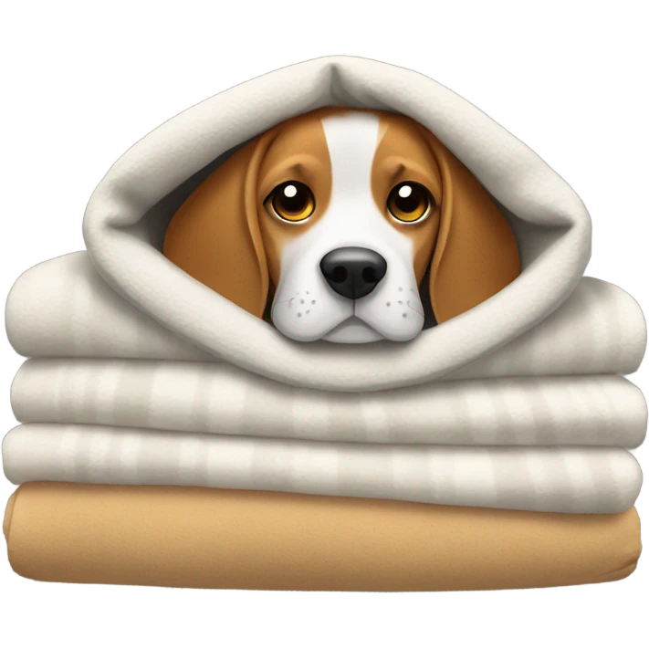 Beagle under many blankets emoji