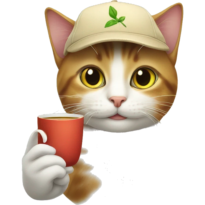 Cat with cap of tea emoji