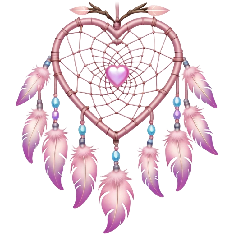 Iridescent pastel pink heart dreamcatcher emoji