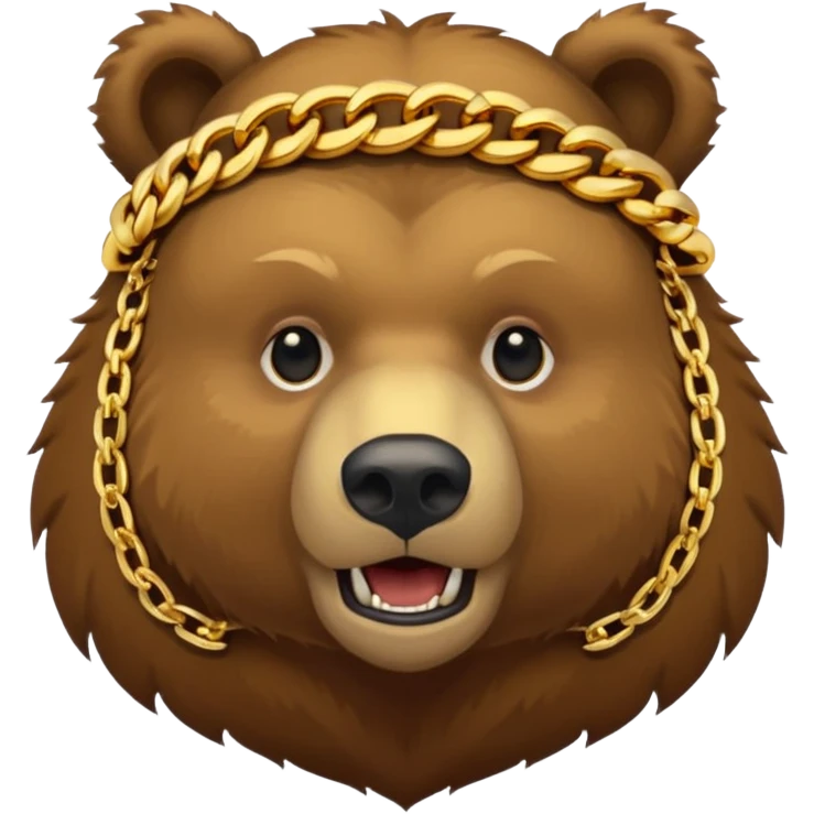 Russian grizzly bear wearing a rapper chain emoji
