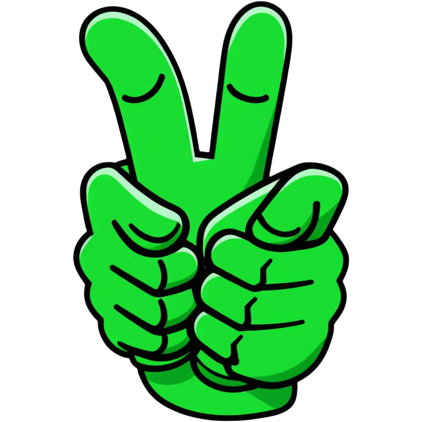 Geometric Maya style thumbs up - message received, strictly white and deep dark green only, angular sharp lines emoji