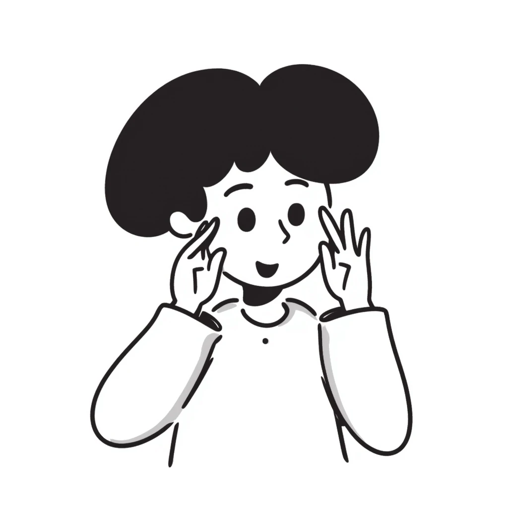 hand-drawn doodle of a person peeking through their fingers, sketchy lines emoji
