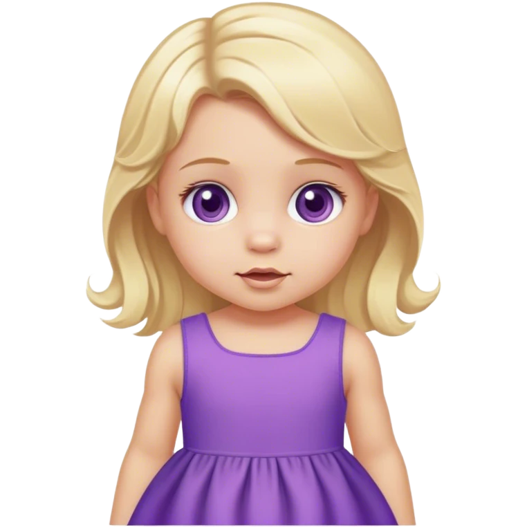 purple dress blond  baby girl  with cream eyes emoji