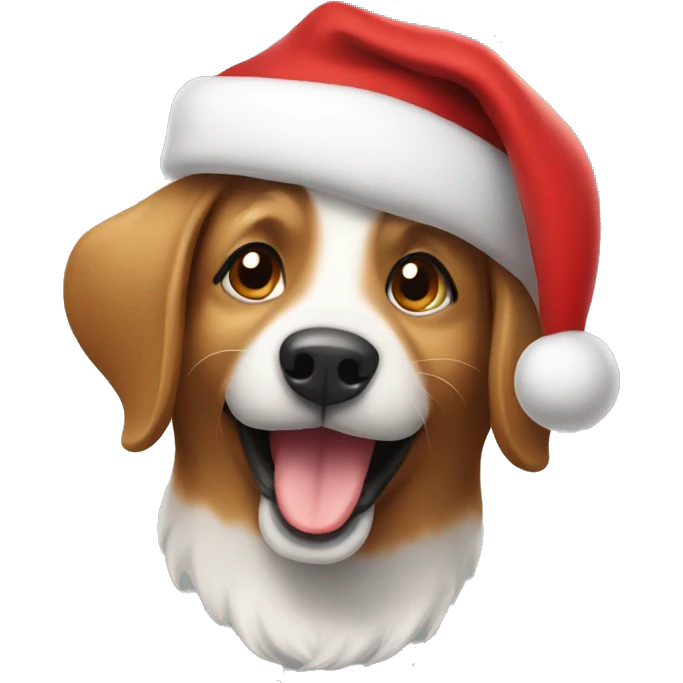 Happy dog wearing santa hat emoji