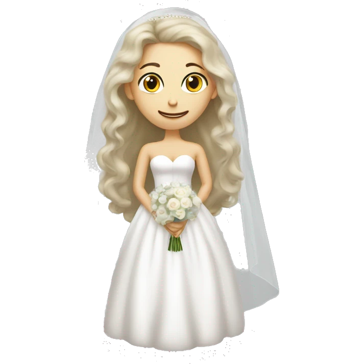 White girl bride long fluffy dress and long veil emoji