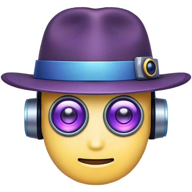 "Create a pixel-style emoji that represents the Kaito brand — a futuristic, AI-powered explorer. The emoji should combine a cute robotic face with a hint of mystery (like a small detective hat or a glowing monocle). Include subtle purple and blue accents to match a high-tech, cyberpunk vibe. It should look fun and expressive, ideal for chats or as a community symbol." emoji