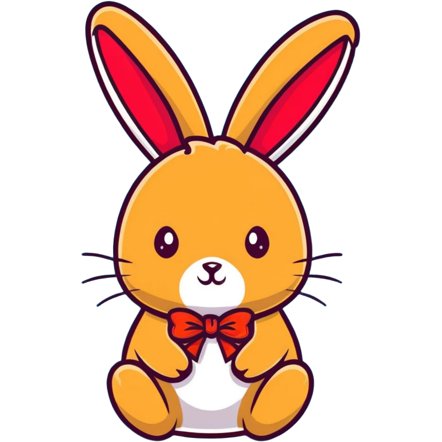 Chocolate Golden bunny with red ribbon  emoji