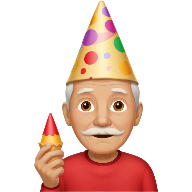 old man with red shirt and birthday cone on his head emoji