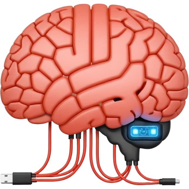 emoji representing AI, brain, circuit lines emoji