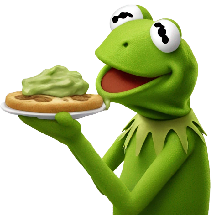 Kermit the frog eating Kermit the frog. emoji