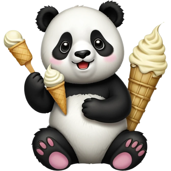 Panda eating ice cream emoji