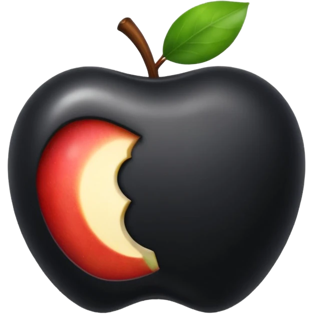 emoji of a black apple with a bite on the right emoji
