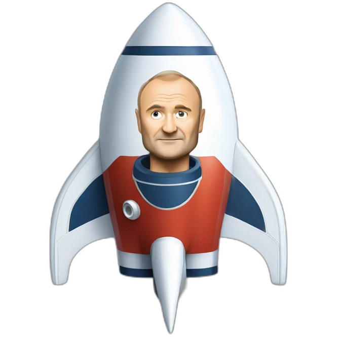 Phil collins as a rocketship emoji