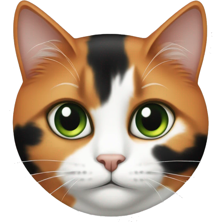 calico cat, orange, white, black with green eyes emoji