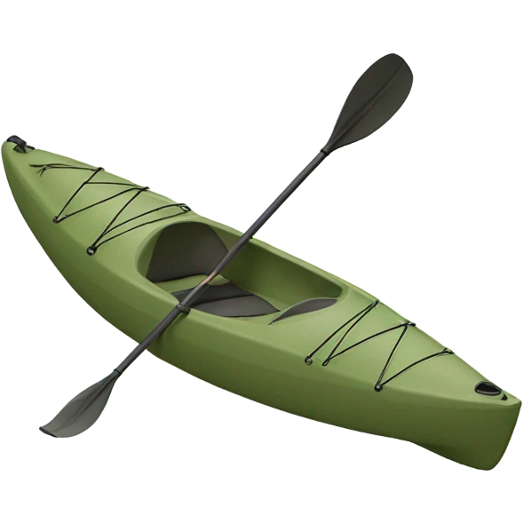 Olive Khaki green kayak with oar emoji