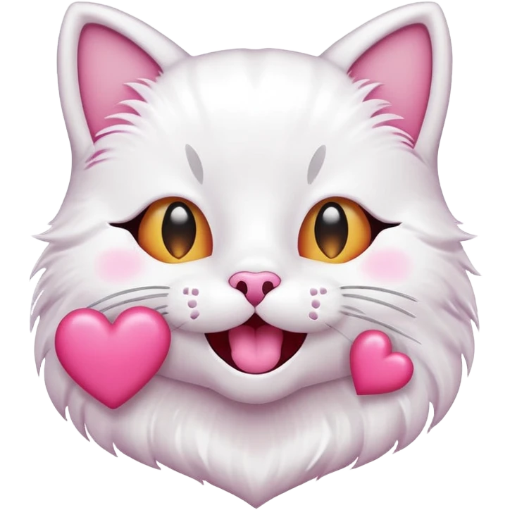 pop cat with its mouth open, a heart pops out with each pop emoji