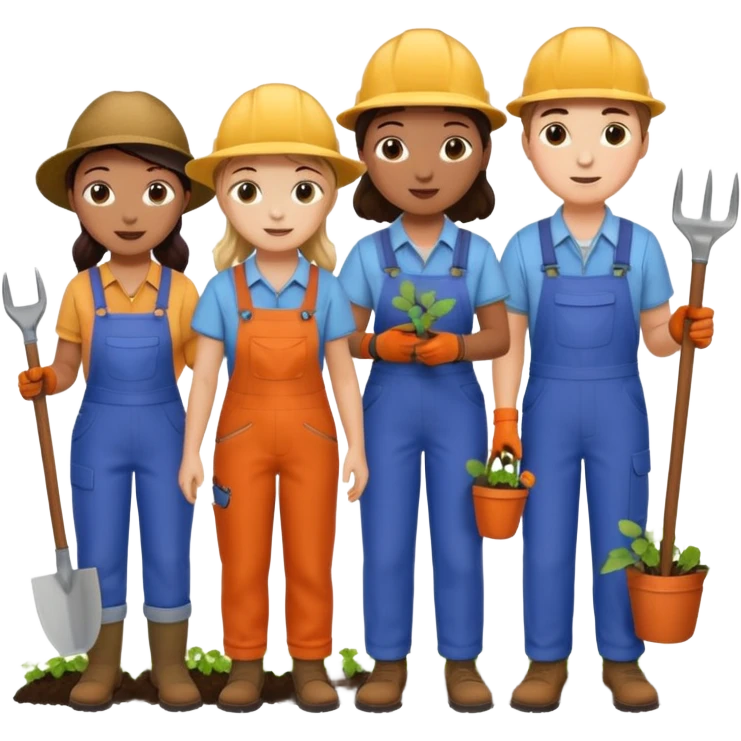 Make a photo of 5 project managers, specificly 3 girls and 2 boys, that are making project for improvment of the vineyard emoji