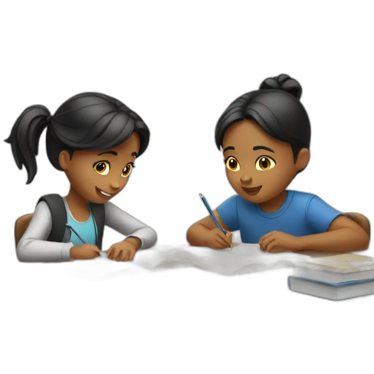 smart girl and boydoing homework emoji