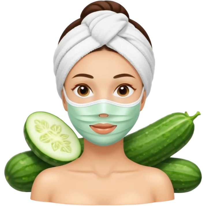 Lady with face mask spa beauty full face relaxing emoji
