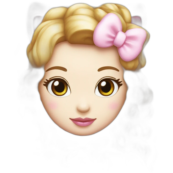 Hello Kitty noeud rose et peau blanche emoji