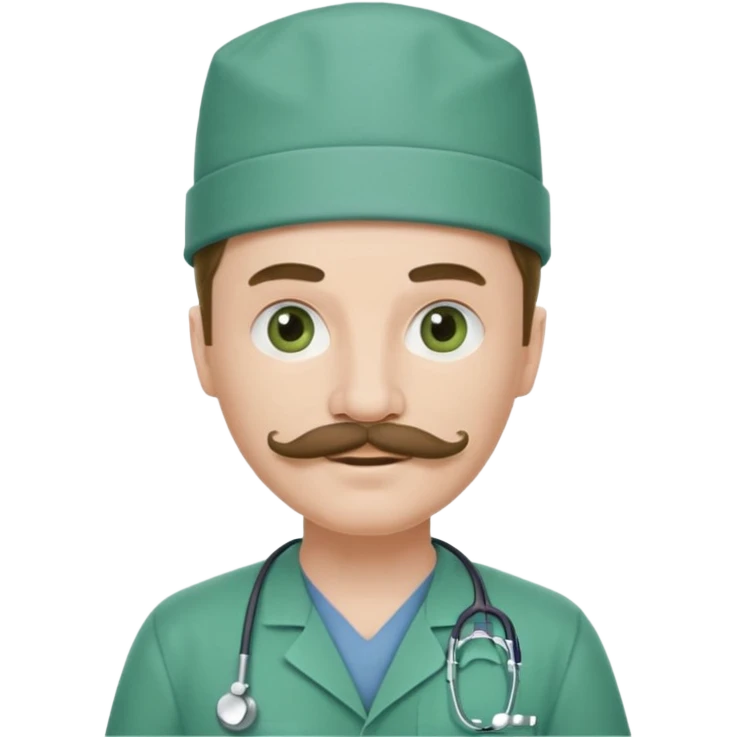mustached doctor with surgery hat emoji