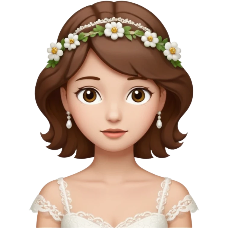 Blonde skin bride with brown hair with a chin on her face emoji