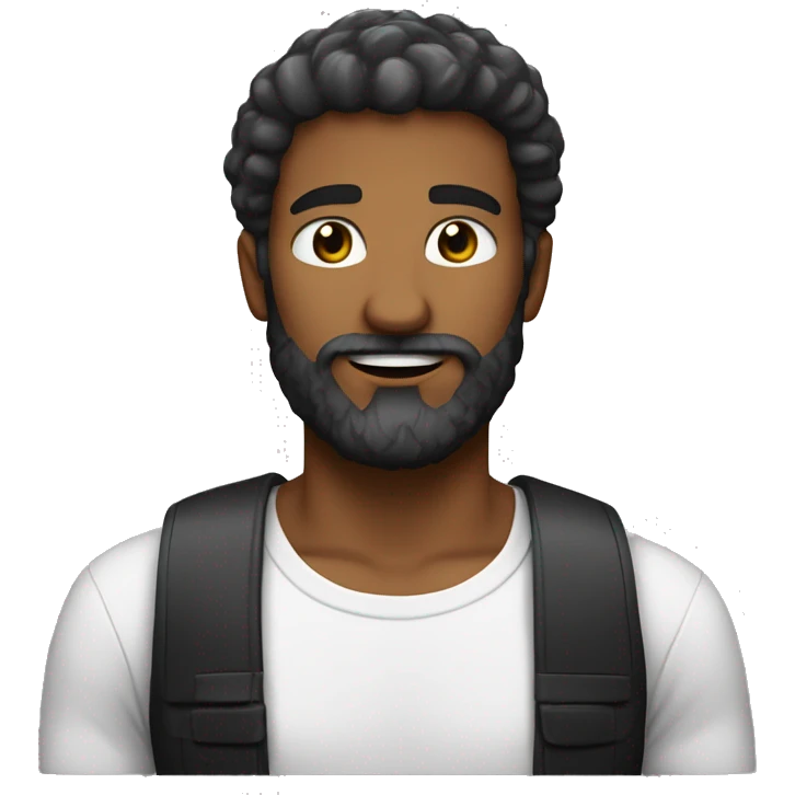 Homem branco com barba preta e cabelo curto emoji