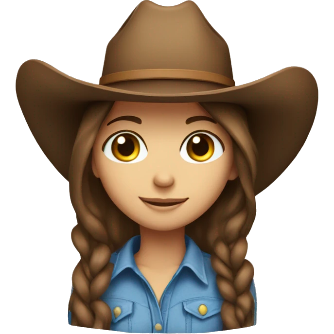 Brown haired blue eyed girl in a cowboy hat emoji