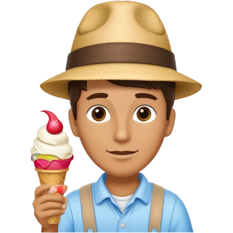 hat wearing ice cream vendor emoji