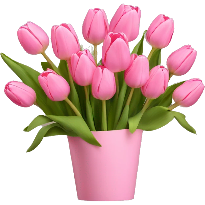 Pink tulips bouquet with pink paper emoji