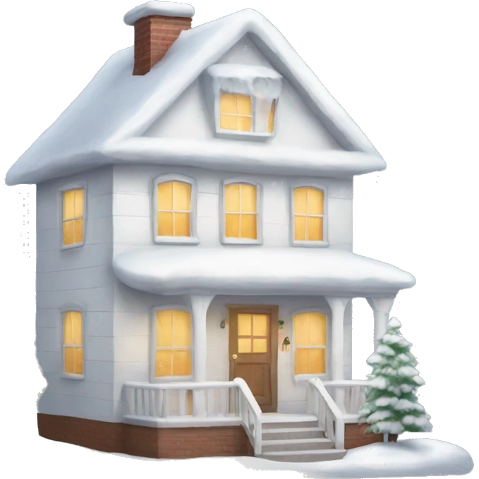 cozy white Christmas house emoji