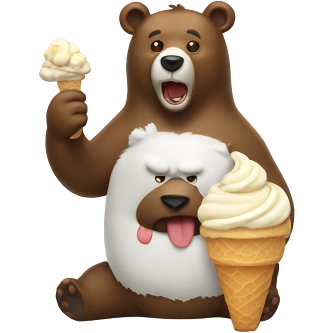A bear eating ice cream emoji