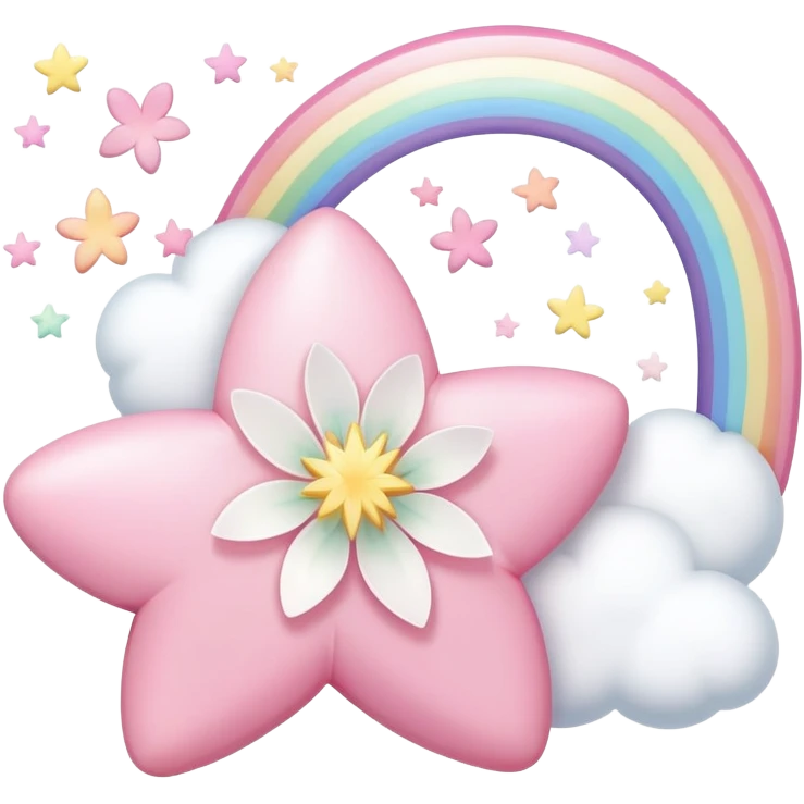 Cute Pastel pink and white Cherry Blossom Sakura Starburst Shooting Star Rainbow emoji